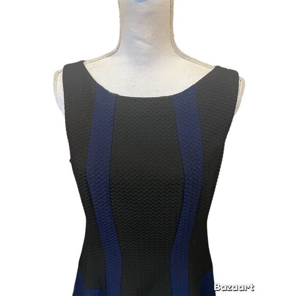 Nanette Lepore Dress Size 12 Black/blue Sleeveless Lined Back Zipper Knee Length - Picture 2 of 7